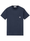 Waffen Logo Patch Pocket Short Sleeve T-Shirt Navy - STONE ISLAND - BALAAN.