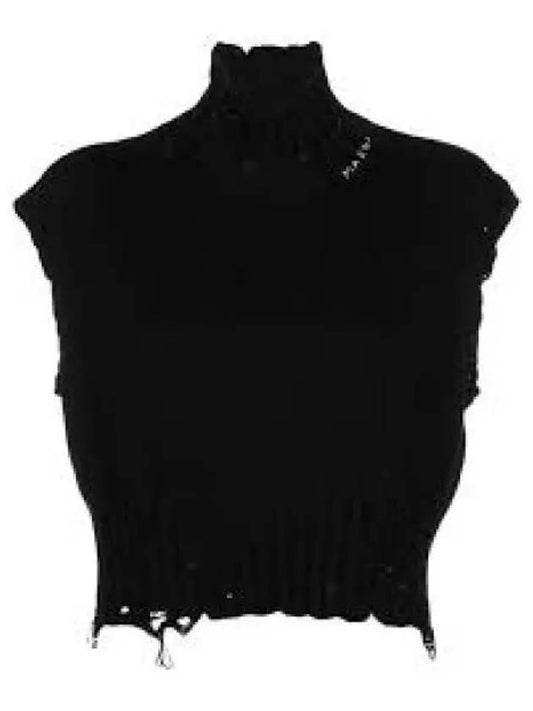 Distressed Cropped Cotton Vest Black - MARNI - BALAAN 2