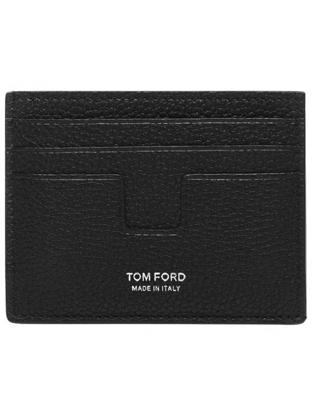 Silver Logo Classic T-Line Grain Leather Card Wallet Black - TOM FORD - BALAAN 2