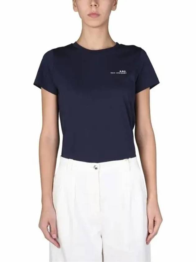 Women's Item Logo Short Sleeve T-Shirt Navy - A.P.C. - BALAAN 3