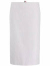 Women's Seersucker Lowride Mid Calf Pencil Skirt Medium Grey - THOM BROWNE - BALAAN 2