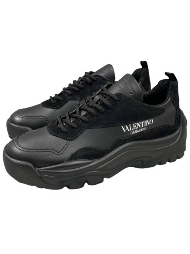 Gumboy Banshee Leather Low Top Sneakers Black - VALENTINO - BALAAN 2