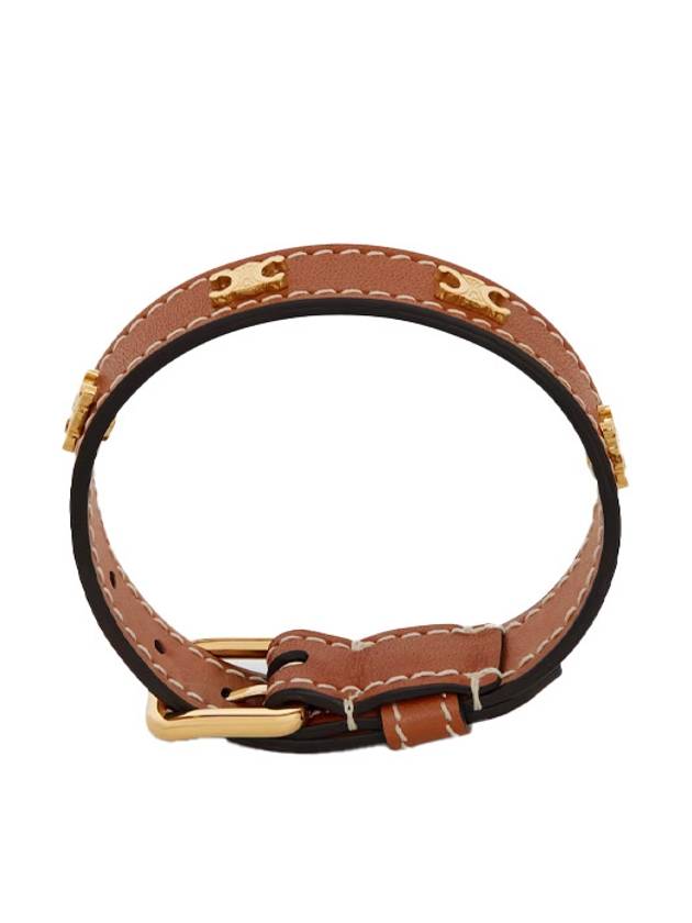 Triomphe Multi Leather Brass Gold Finish Bracelet Tan - CELINE - BALAAN 2