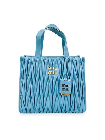 MiuMiu Women s Materasse Nappa Leather Tote Bag Marina Blue - MIU MIU - BALAAN 1