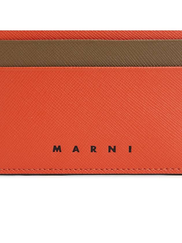 Bicolor Leather Card Wallet Red - MARNI - BALAAN 6