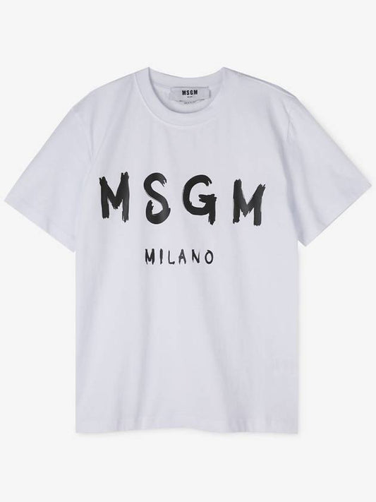 Brushed Logo Short Sleeve T-Shirt White - MSGM - BALAAN 2