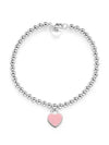 Women's Pink Heart Tag Bead Bracelet Silver - TIFFANY & CO. - BALAAN 2