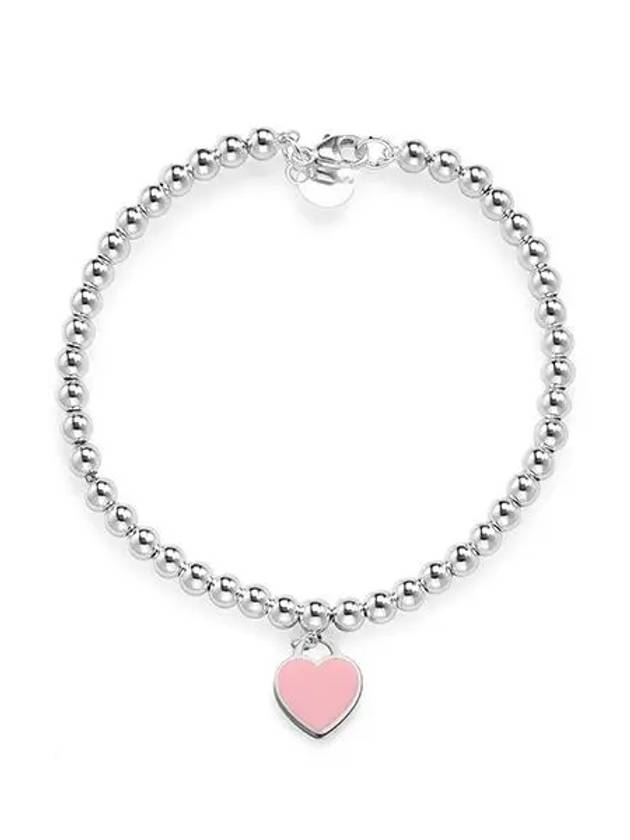 Women's Pink Heart Tag Bead Bracelet Silver - TIFFANY & CO. - BALAAN 2