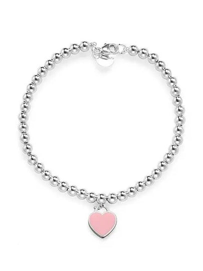 Women's Pink Heart Tag Bead Bracelet Silver - TIFFANY & CO. - BALAAN 2