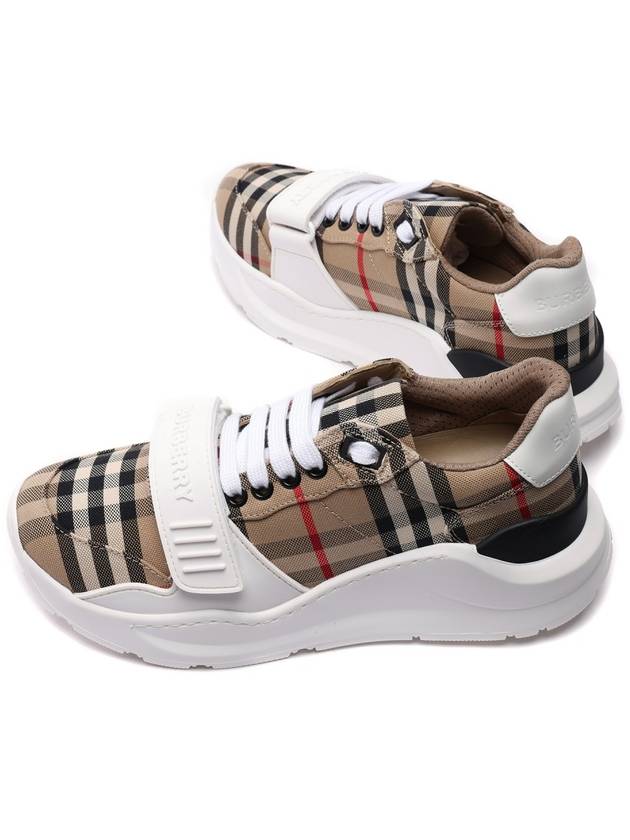 Vintage Check And Leather Sneakers White Archive Beige - BURBERRY - BALAAN 7