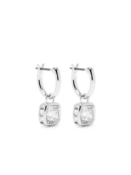 Stilla Drop Square Cut Earrings Silver White - SWAROVSKI - BALAAN 1