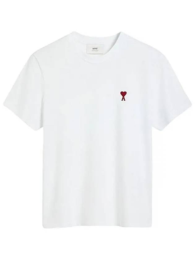 Heart Cotton Short Sleeve T-Shirt White - AMI - BALAAN 2