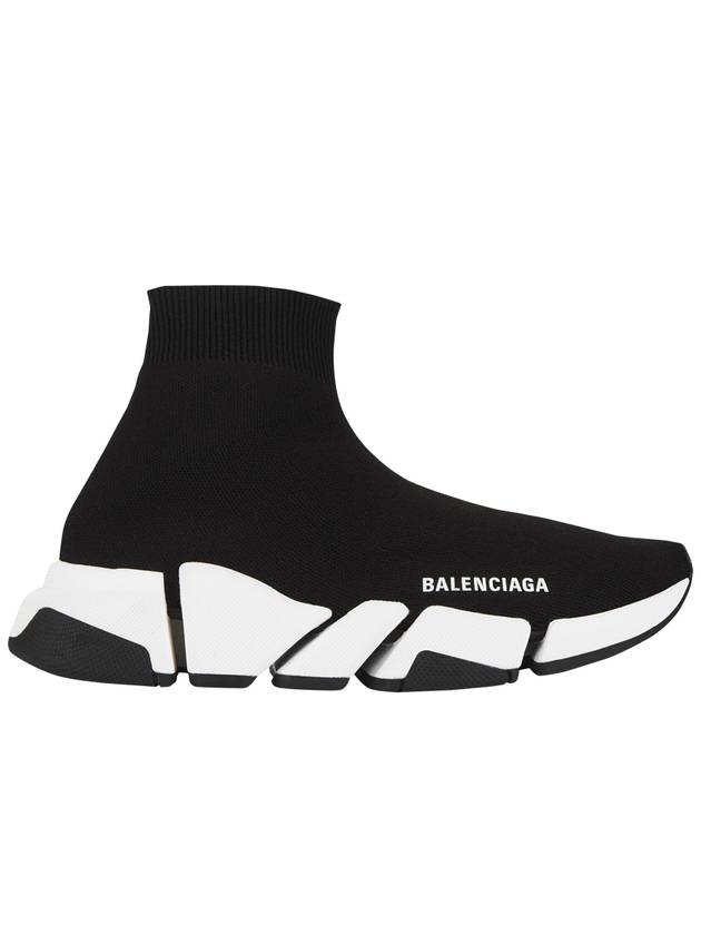 Women's Speed 2.0 Trainer Black Knit White Sole High Top Sneakers Black - BALENCIAGA - BALAAN 2