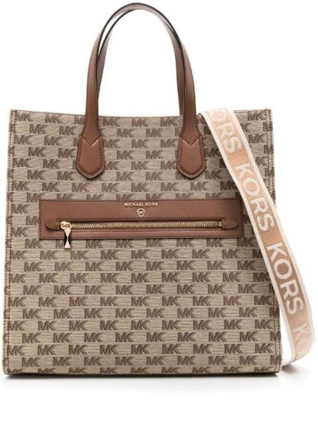 Monogram Jacquard Tote Bag Beige - MICHAEL KORS - BALAAN 1