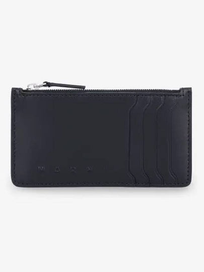 Logo Zipper Leather Card Wallet Black - MARNI - BALAAN 2