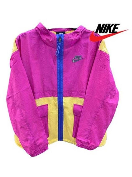 Women's Icon Crush Hooded Windbreaker Pink Orange - NIKE - BALAAN 1