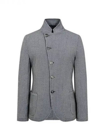 Men s seersucker check stretch jacket dark gray 271935 - EMPORIO ARMANI - BALAAN 1