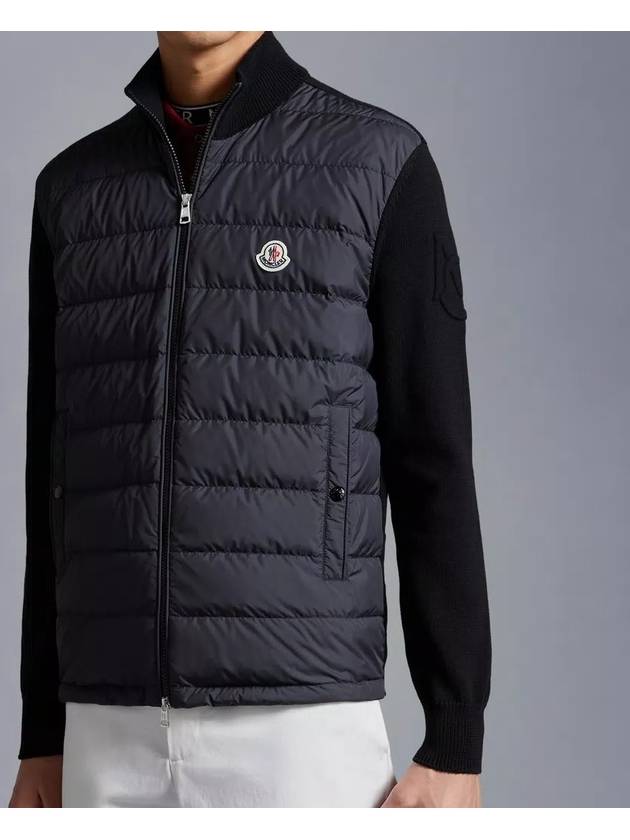 Padded Cotton Zip-Up Cardigan Black - MONCLER - BALAAN 3