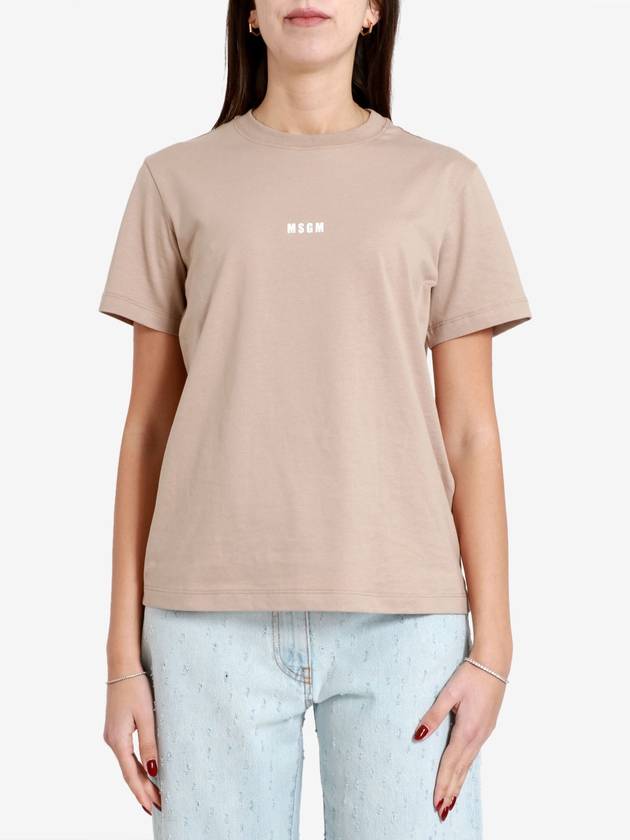 Micro Logo Short Sleeve T-Shirt Beige - MSGM - BALAAN 3