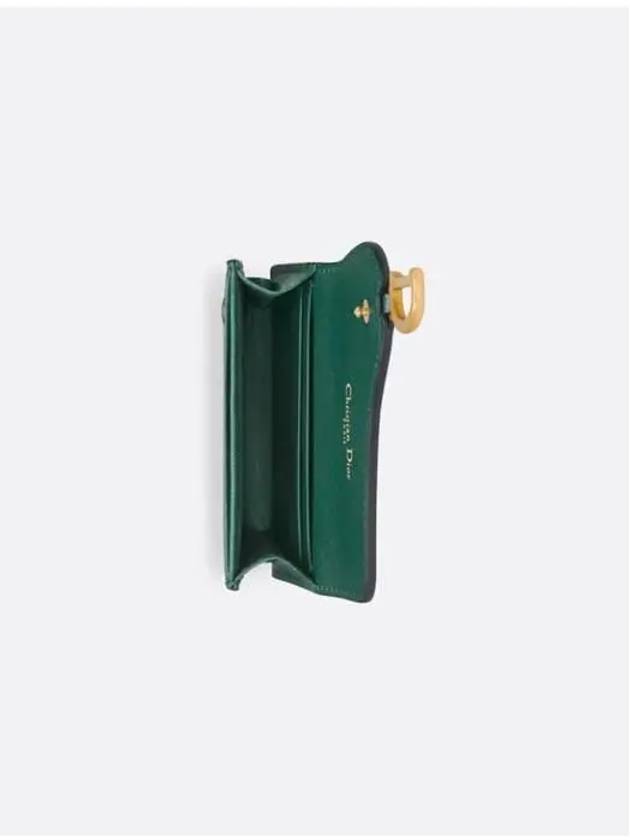 Saddle Bloom Goatskin Flap Card Wallet Pine Green - DIOR - BALAAN 4