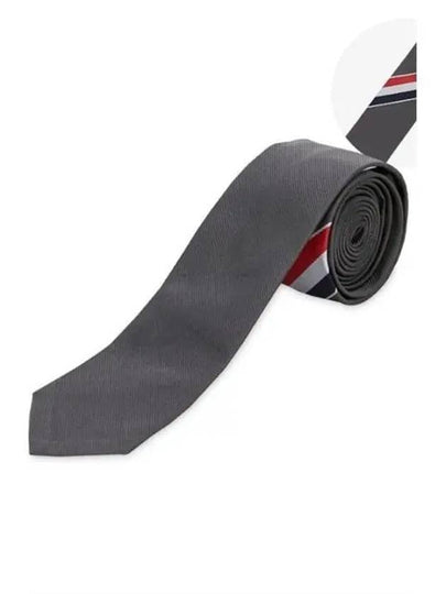 Men's Grosgrain Stripe Tie Dark Grey - THOM BROWNE - BALAAN 2