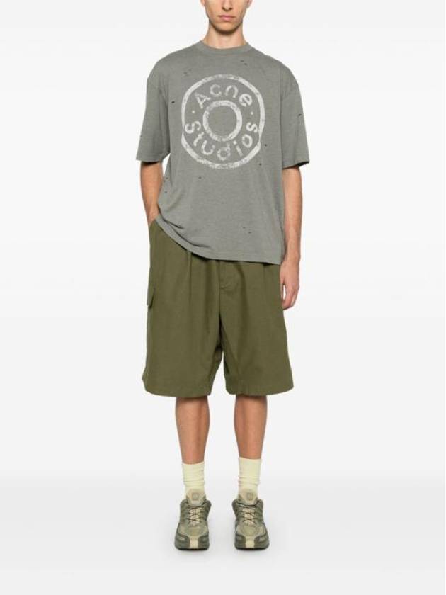 Logo Print Crewneck Short Sleeve T-Shirt Moss Green - ACNE STUDIOS - BALAAN 3