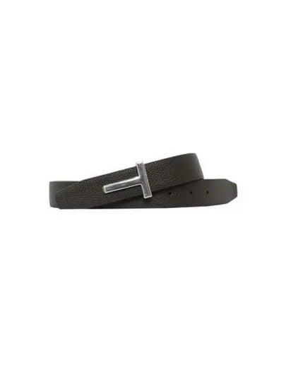 Silver Hardware T Logo Reversible Leather Belt Brown - TOM FORD - BALAAN 2