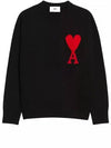 Intarsia Big Heart Logo Wool Knit Top Black - AMI - BALAAN 2