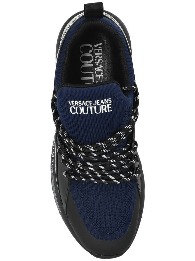 Versace Jeans Couture Sneakers With Printed Logo, Men's, Navy Blue - VERSACE - BALAAN 6