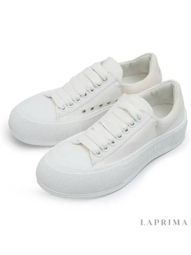 Deck Plimsoll Lace-Up Low-Top Sneakers White - ALEXANDER MCQUEEN - BALAAN 5