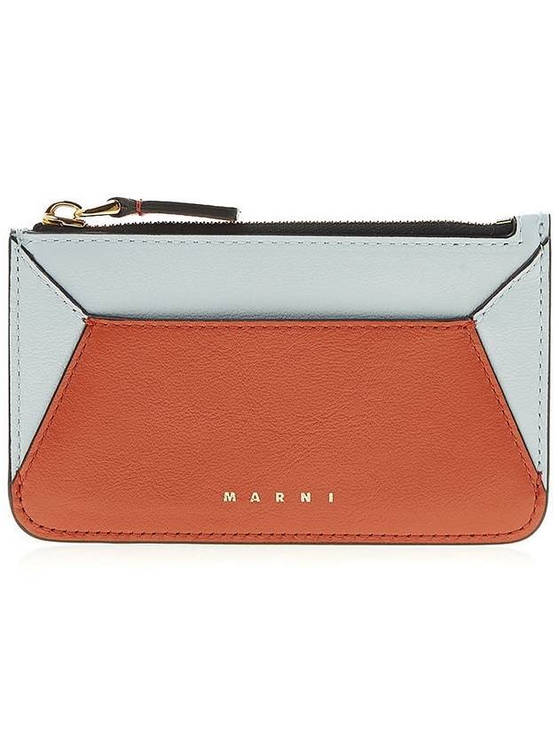 Color Block Zipper Card Wallet Orange - MARNI - BALAAN 2