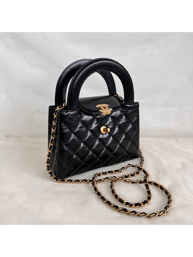 CC Logo Mini Leather Tote Bag Black - CHANEL - BALAAN 4