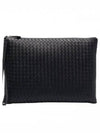 Intrecciato Strap Clutch Bag Black - BOTTEGA VENETA - BALAAN 2