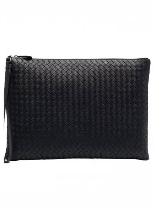 Intrecciato Strap Clutch Bag Black - BOTTEGA VENETA - BALAAN 2