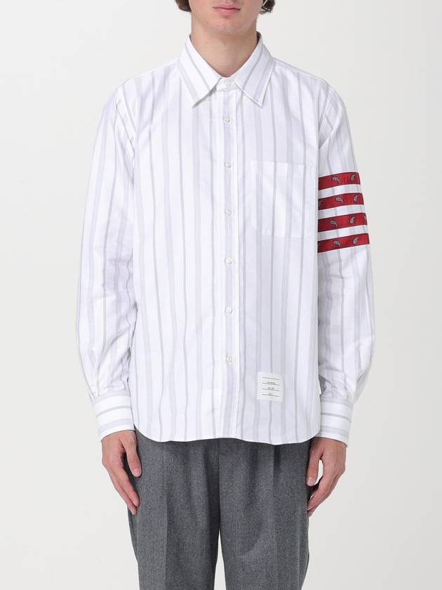 Paisley 4 Bar Stripe Shirt Medium Grey - THOM BROWNE - BALAAN 2