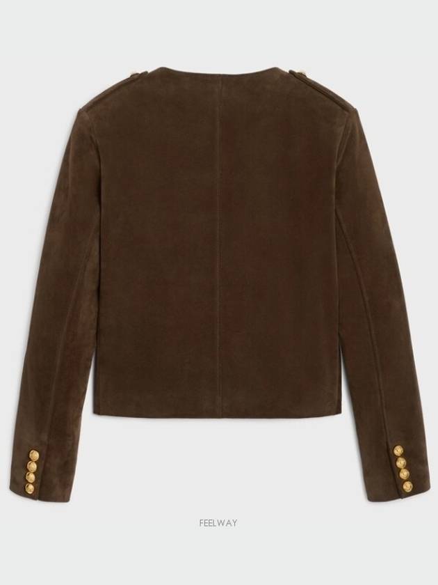 Split Calfskin Cardigan Jacket Espresso - CELINE - BALAAN 6