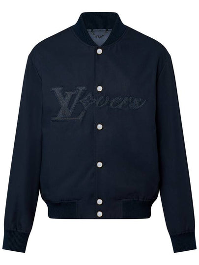 Embroidered Cotton Bomber Jacket Navy - LOUIS VUITTON - BALAAN 2