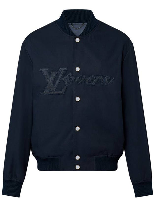 Embroidered Cotton Bomber Jacket Navy Blue 1AFQCM - LOUIS VUITTON - BALAAN 1