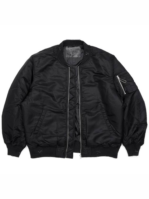 Ripped Custom Sprayed Logo MA 1 Bomber Jacket Black - BLACKBLOND - BALAAN 3