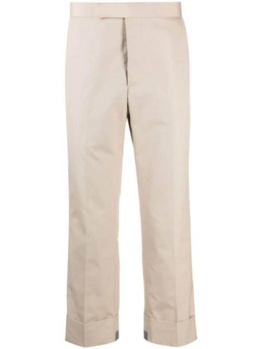 Typewriter Classic Backstrap Straight Pants Beige - THOM BROWNE - BALAAN 1