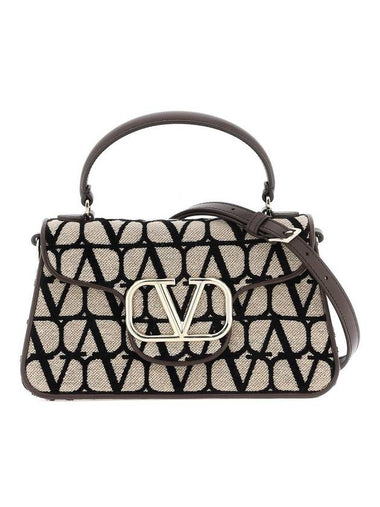 V Logo Signature Iconographe Canvas Leather Cross Bag Beige - VALENTINO - BALAAN 1