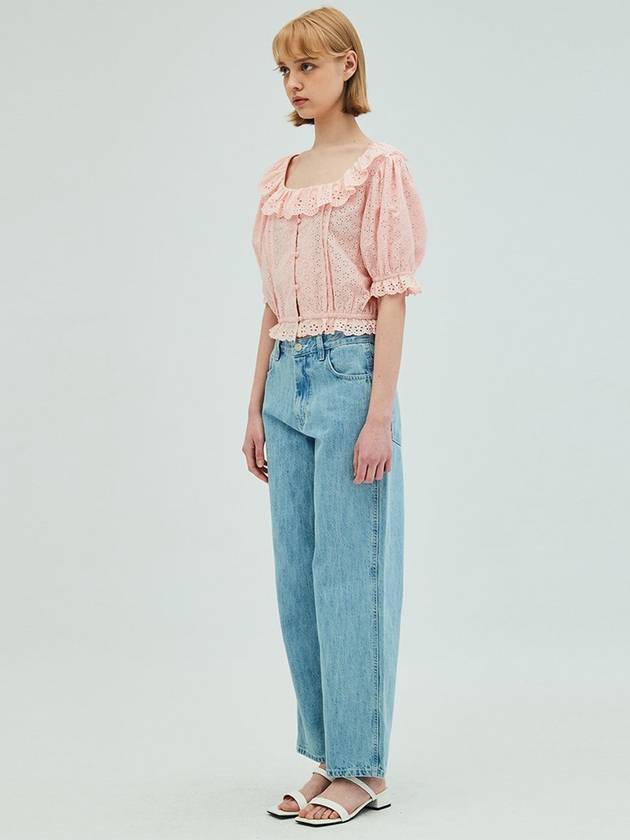 Lace Ruffle Crop Blouse Coral Pink - OPENING SUNSHINE - BALAAN 6