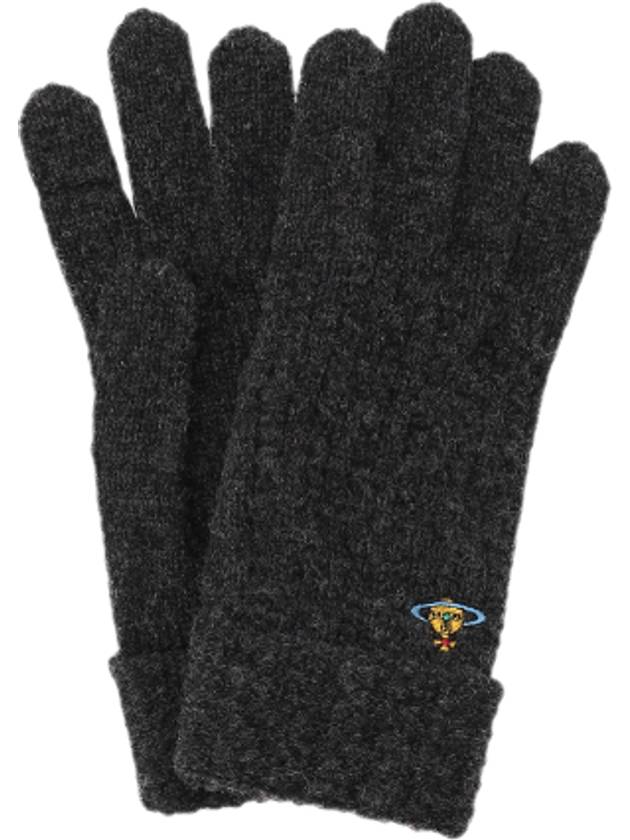 Embroidery Logo Basic Knit Wool Gloves Charcoal - VIVIENNE WESTWOOD - BALAAN 2