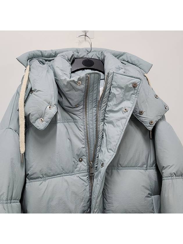 Oversized Nylon Puffer Down Jacket Aquamarine - AMI - BALAAN 8