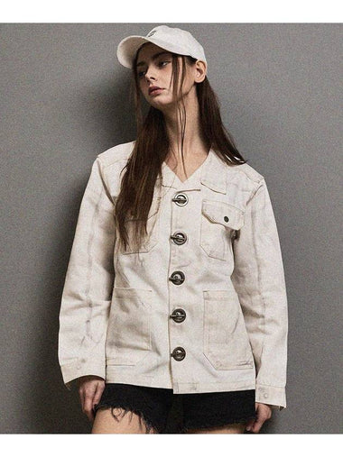 Cornmill dirty washed denim jacket ivory - FFEFF STUDIO - BALAAN 1