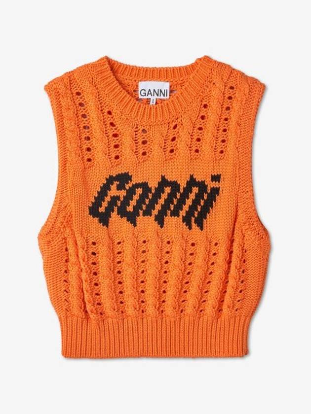 Women's Knit Crop Vest Orange - GANNI - BALAAN 2