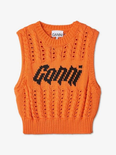 Women's Knit Crop Vest Orange - GANNI - BALAAN 2