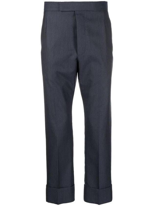 Super 120's Twill Classic Backstrap Straight Pants Dark Blue - THOM BROWNE - BALAAN 1