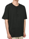 Men's Henry Neck Cotton Short Sleeve T-Shirt Black - TEN C - BALAAN 4