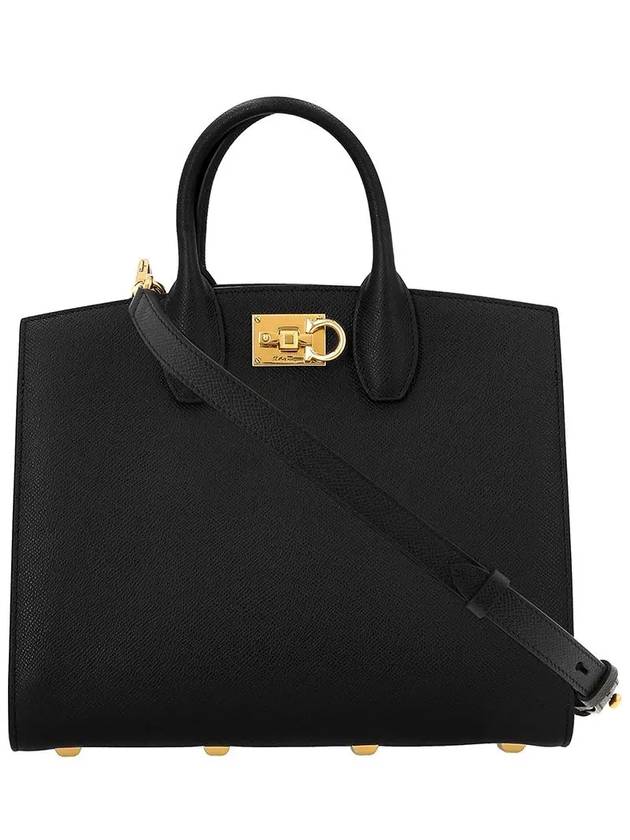 Medium Studio Box Tote Bag Black - SALVATORE FERRAGAMO - BALAAN 3